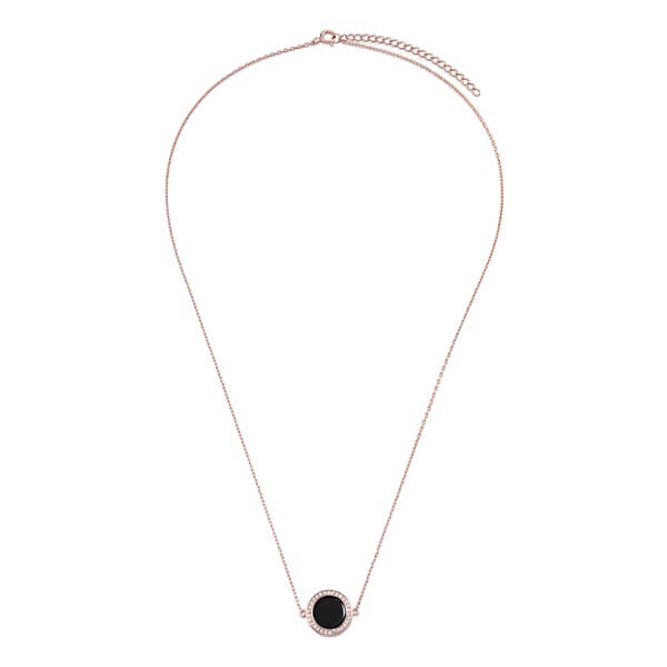 Round Black Stone Pendant Necklace