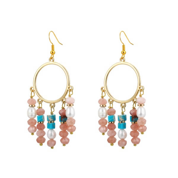 Bead Tassel Hoop Earrings