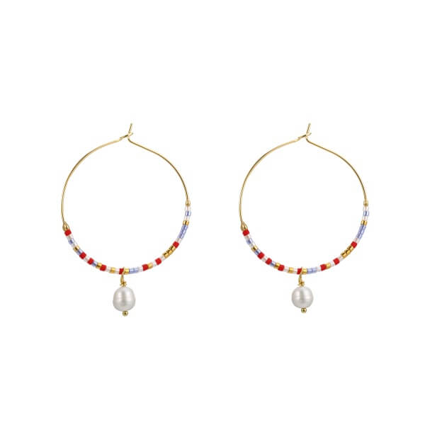 Pearl Drop Miyuki Hoop Earrings