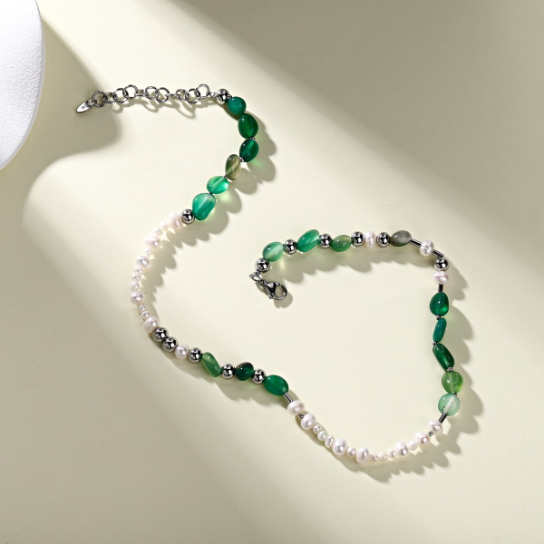 stone pearl handmade bead necklace