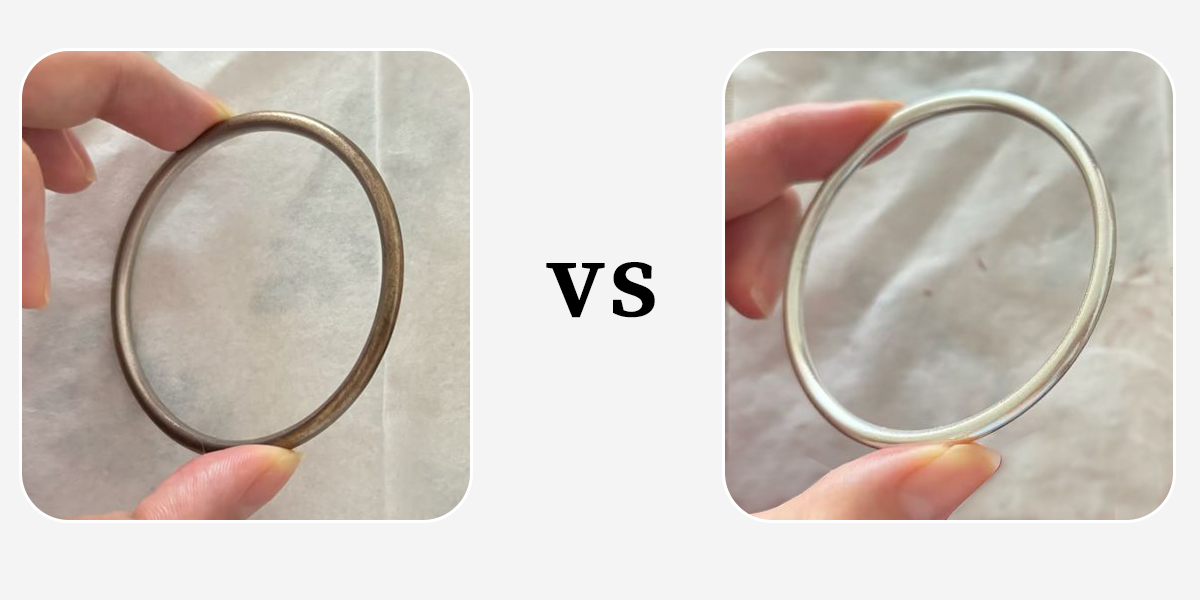 Comparison between oxidized silver and normal silver