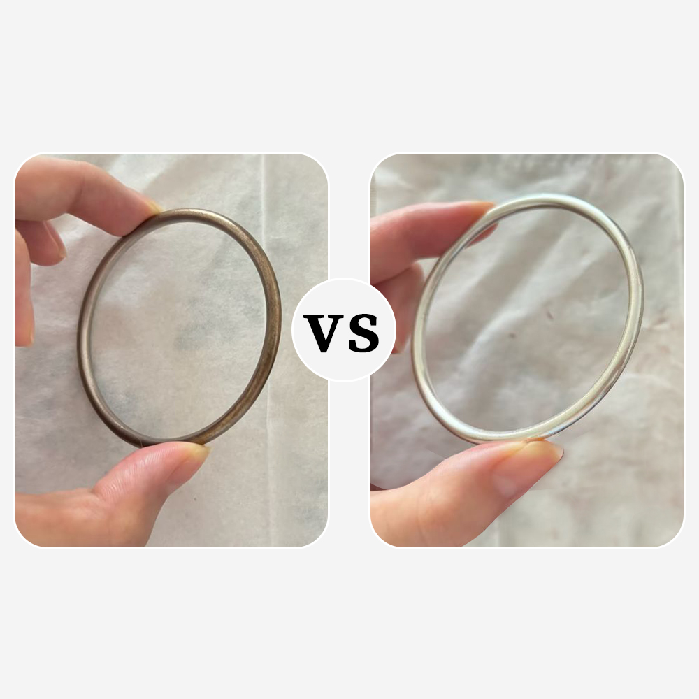 Comparison between oxidized silver bracelet and normal silver bracelet